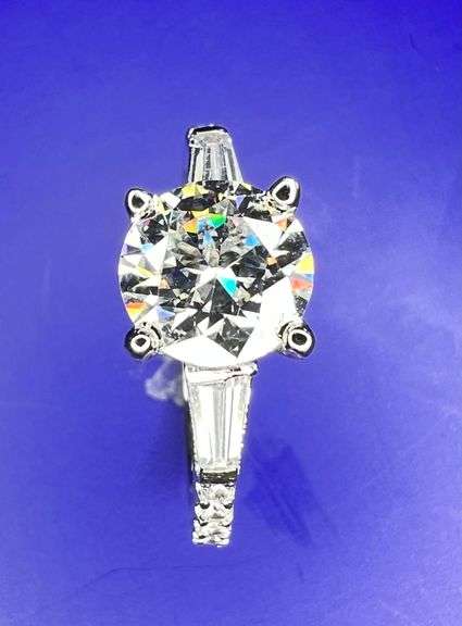 14 Kt White Gold Plate 2.25 Ct VVs1 White E-F Fire Moissanite Ring