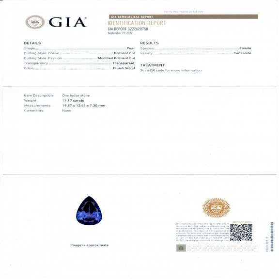 PLATINUM TANZANITE AND DIAMOND RING 13.38 C.T.W.