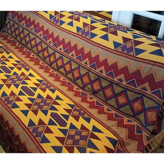 Ethnic Bohemian Cotton Woven Blanket Throw Reversible