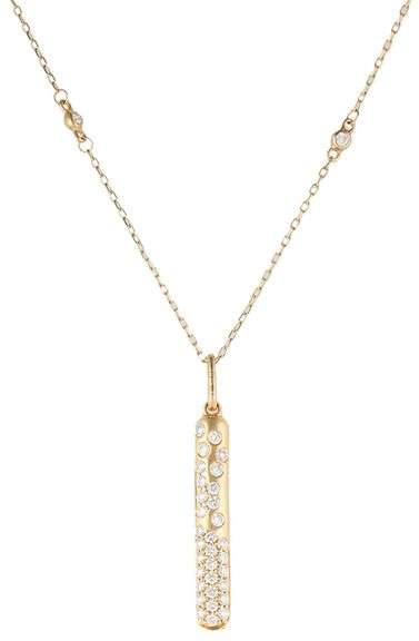 New 0.31ctw Diamond Stick Pendant Station Necklace in 14K