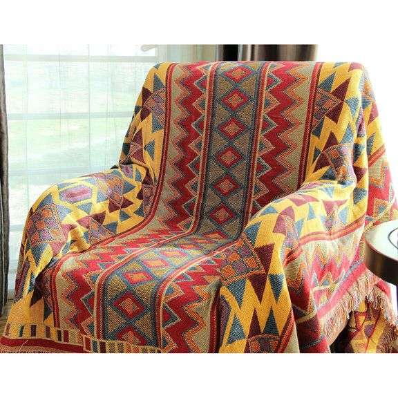 Ethnic Bohemian Cotton Woven Blanket Throw Reversible