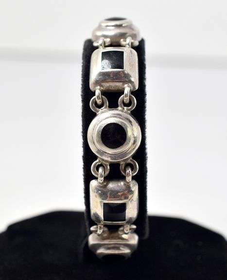 Multi Shaped Onyx Bracelet in Sterling Silver 35.1grams