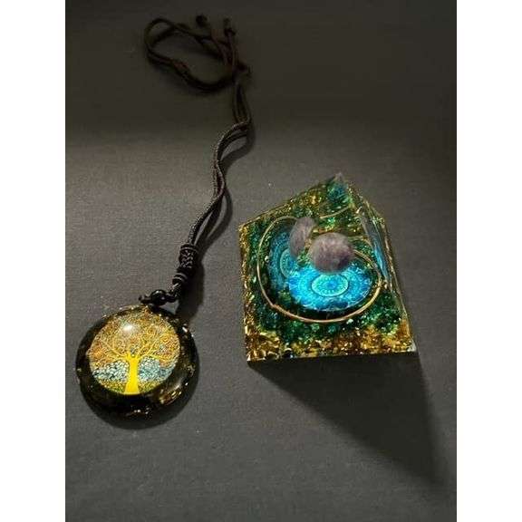 Orgone Moonstone and Amethyst Pyramid