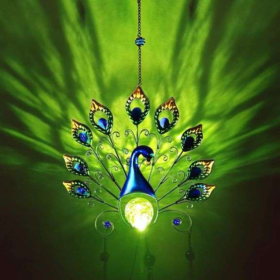 Large Solar Peacock Wind Chimes