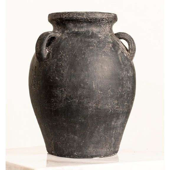 Handmade Black Terracotta Vase with Three Ears