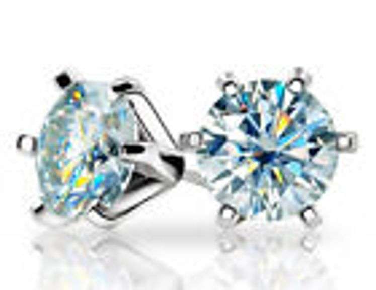 14 Kt White Gold Plated  2.5 Ct VVs1 Ice Blue Fire Moissanite Earrings