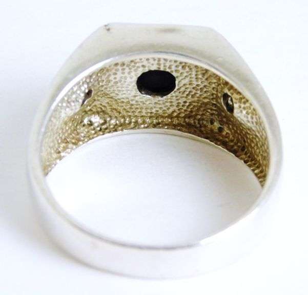 Men's Sterling & Onyx Ring, Size 13