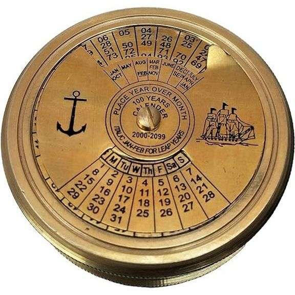 Navigational Maritime Brass Pocket Compass with Wooden Box
