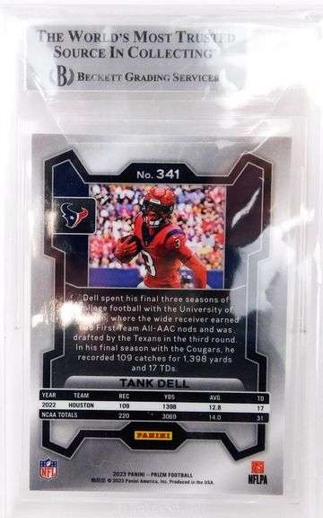 Tank Dell Panini Prizm Rookie Football Card, 9 Mint