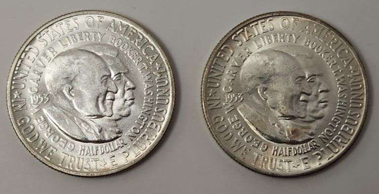 (2) 1953 S Washington Carver Commemorative Half Dollars, UNC