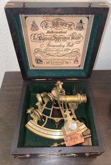 Solid Brass Nautical Sextant with Hardwood Box