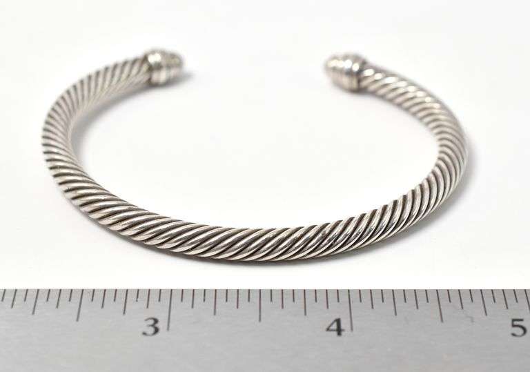 CZ Gemstone Cuff Bracelet in Sterling Silver. 27.0 grams.