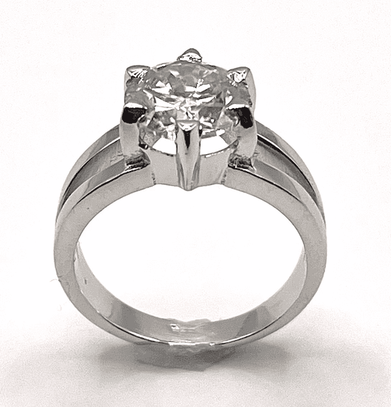 Sparkling 14 Kt White Gold Plate 3.75 Ct Bright White Simulated Diamond Ring