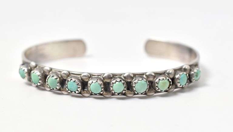 Turquoise Gemstone Cuff Bracelet in Sterling Silver