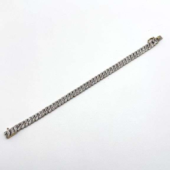 10k Gold Curb Chain Bracelet with Diamonds