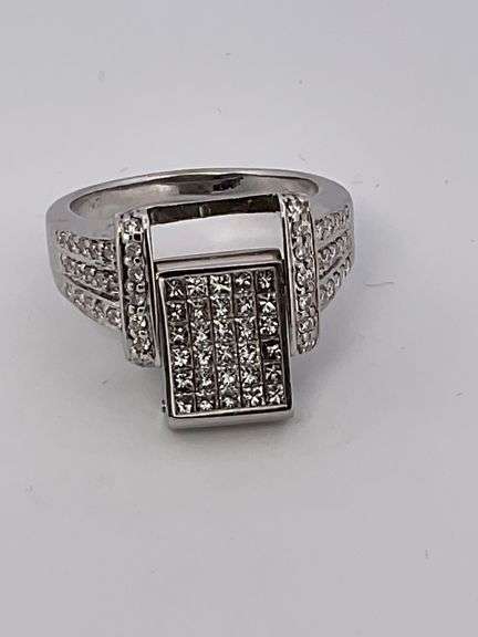 CERTIFIED 14K WHITE GOLD DIAMOND FLIP RING