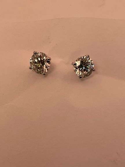 14KT SOLID WHITE GOLD DIAMOND STUD EARRINGS