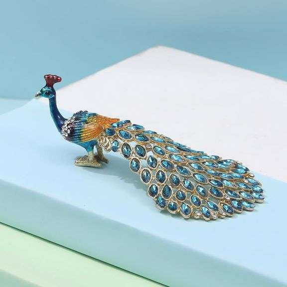 Hand-Painted Trinket Box with Crystal Rhinestones