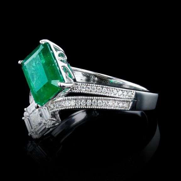 PLATINUM EMERALD AND DIAMOND RING 2.67 C.T.W.