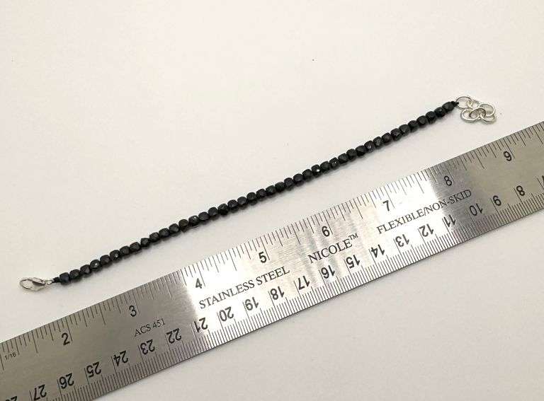 Hand made European gem stone silver braclet. Size 7"