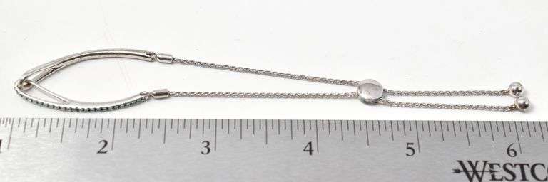 Unique Green Stone Looped Adjustable Bracelet in Sterling Silver 5grams