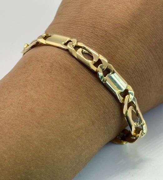 14K Yellow Gold Figaro Italian Bracelet