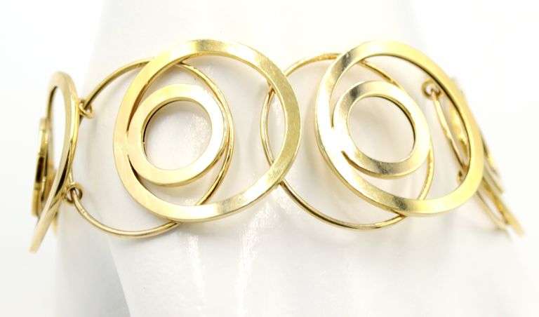 Polished Multi Circle Geometric Link Bracelet in 14K