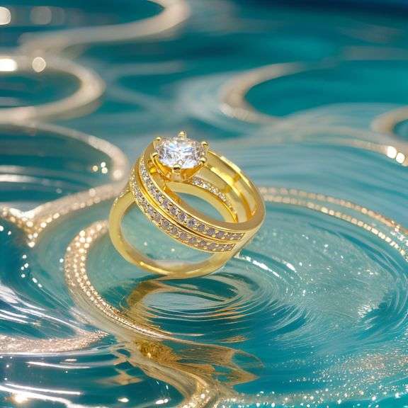 2 Ct 14 Kt Yellow Gold Plate Lab Simulated Diamond Ring