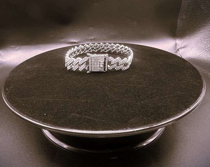 Huge 43.5 Gram 18 Kt White Gold Plated Miami Cuban Link Bracelet