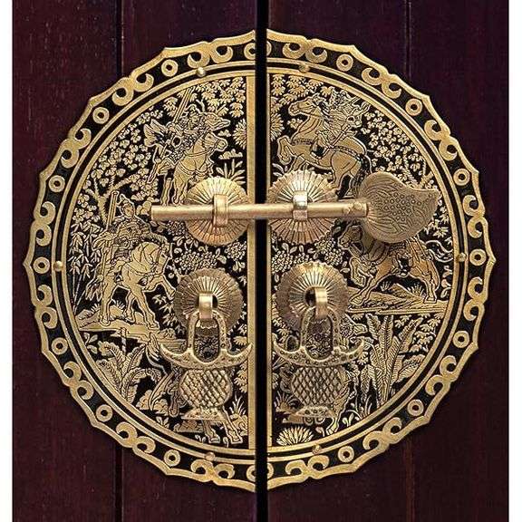 Six Horses Brass Cabinet Face Plate