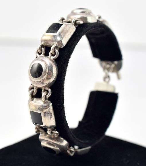 Multi Shaped Onyx Bracelet in Sterling Silver 35.1grams