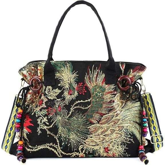 Phoenix Embroidery Canvas Tote Bag
