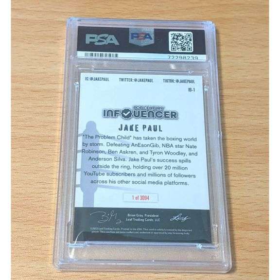 Jake Paul 2022 Influencer Rookie Card 9 MINT