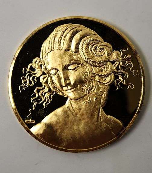 "Lot of 4" Leonardo Da Vinci 24k Gold Electroplate Sterling Silver Medals