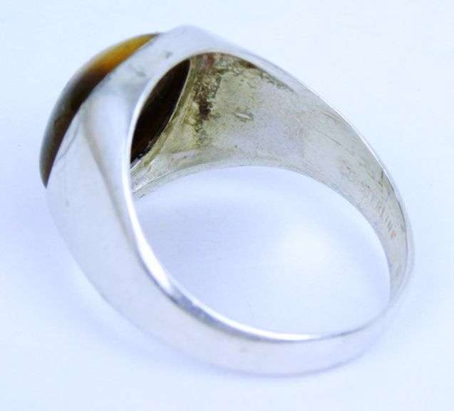Vintage Big & Bold Sterling Tiger's Eye Ring, Size 11.5