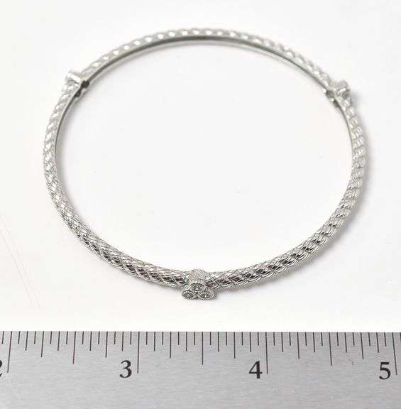 Solid Bangle with Small Gemstones in Sterling Silver 14grams