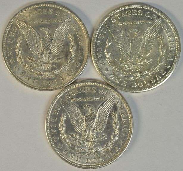 Choice & lustrous 1921-P-D-S Morgan Silver Dollars. Flashy