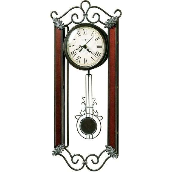 Springdale II Wall Clock with Pendulum and Convex Glass