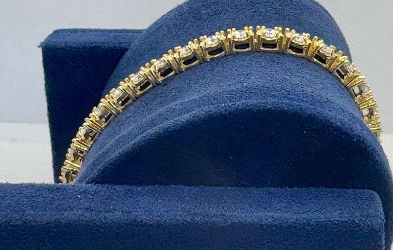 10K Yellow Gold Round Brilliant Cut Lab Diamond Bracelet