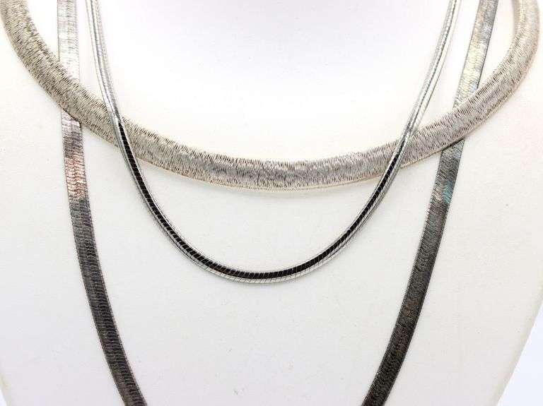 Group lot of 3 Vintage 925 sterling silver necklaces