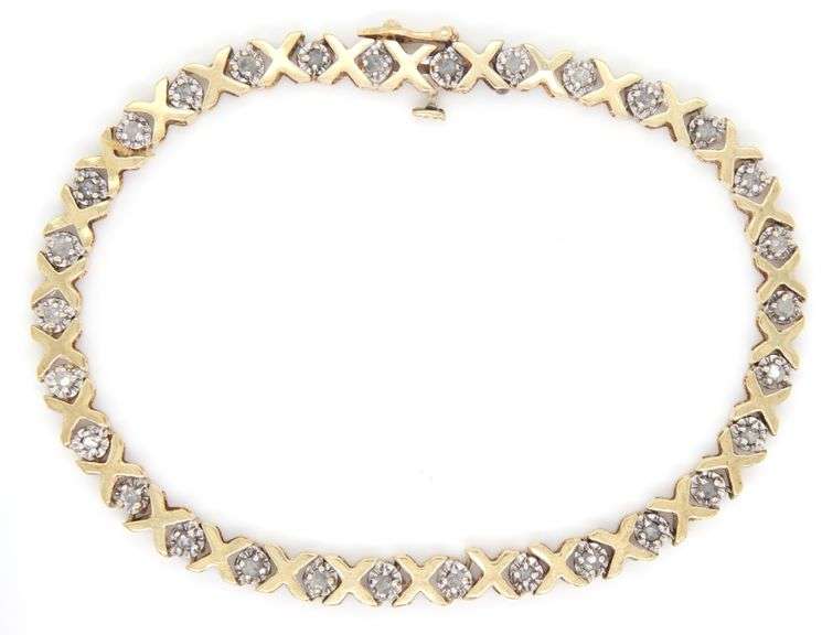 10kt Yellow gold diamond X link bracelet
