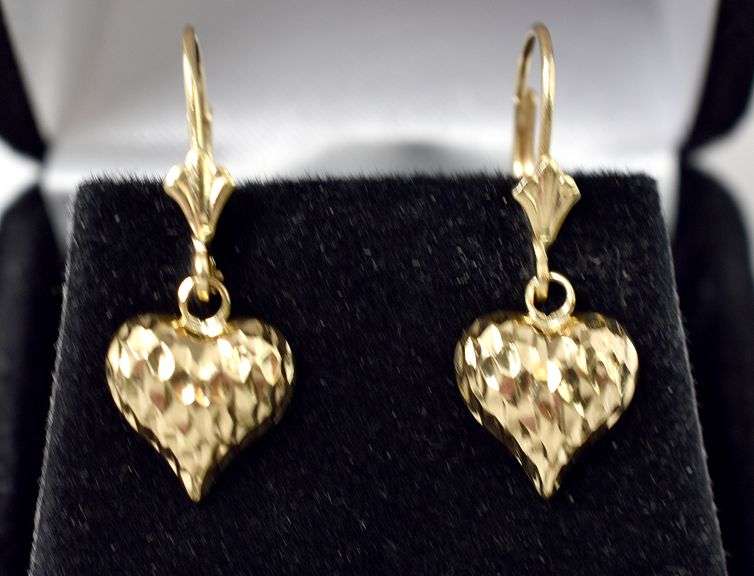 Loving 14K Yellow Gold Heart Dangle Earrings