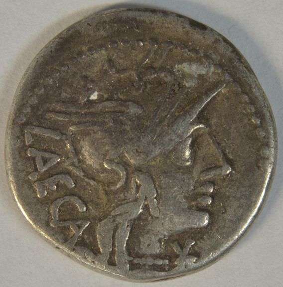 Sharp M Porcius Laeca Roman Republic Silver Denarius, 123 BC