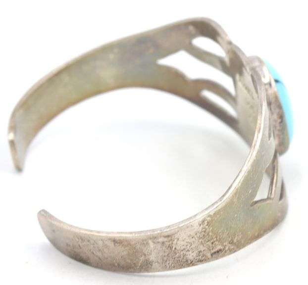 Vintage 925 sterling silver Mexico Turquoise cuff bangle