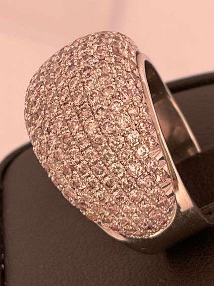 CERTIFIED BRAND NEW 18K WHITE GOLD DIAMOND DOME RING. 3.50 CARATS