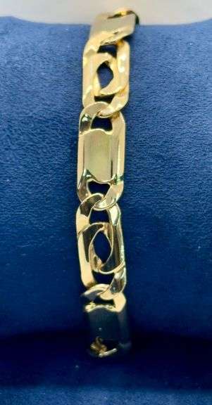 14K Yellow Gold Figaro Italian Bracelet