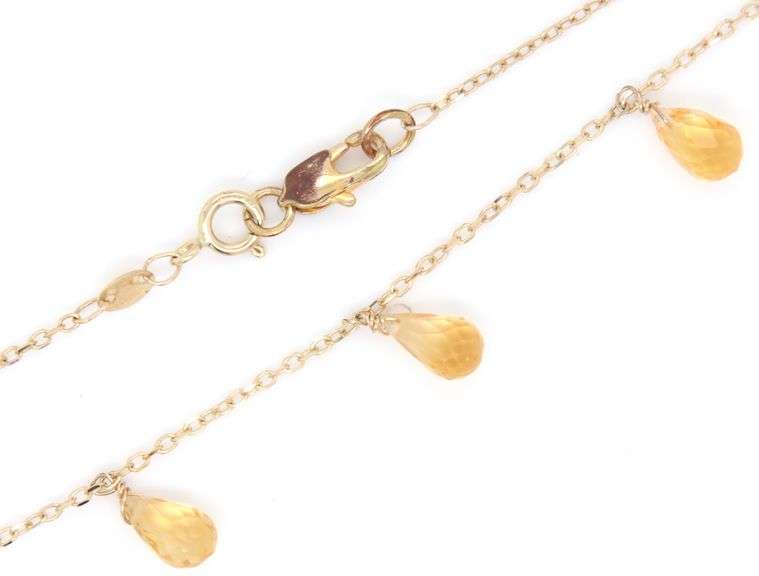 14kt Yellow gold Briolette Citrine necklace