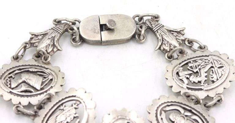 Art Deco Egyptian 925 sterling silver bracelet