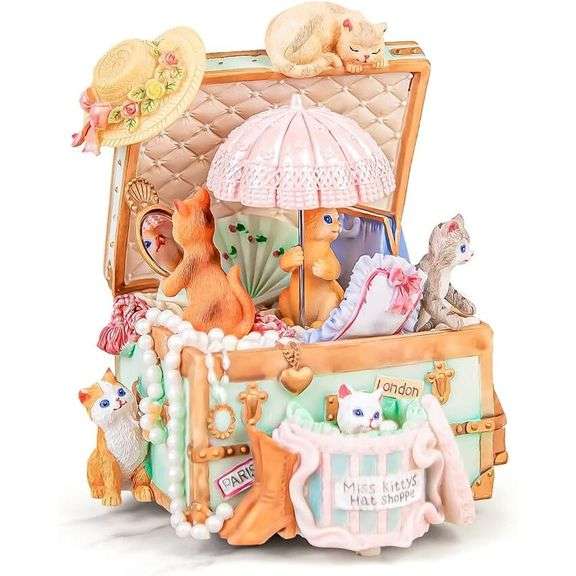 Cat Treasure Chest Music Box