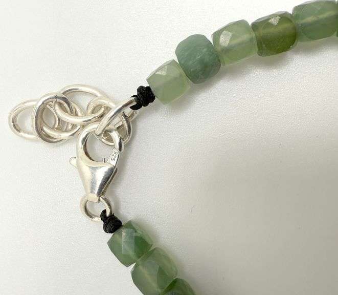 Hand made European gem stone silver braclet. Size 7"
